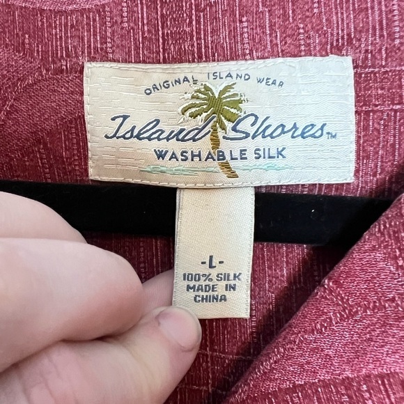 VNTG 100% Silk Washable Palm Leaf Print Hawaiian Shirt - Picture 4 of 5